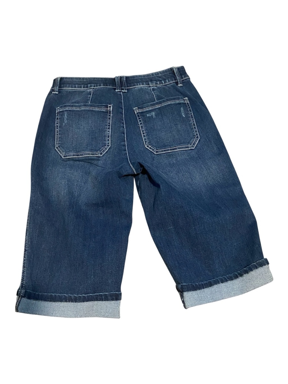 Democracy Ab Solution High Rise Denim Bermuda Utility Shorts Midtone Size 4 New - Picture 2 of 11